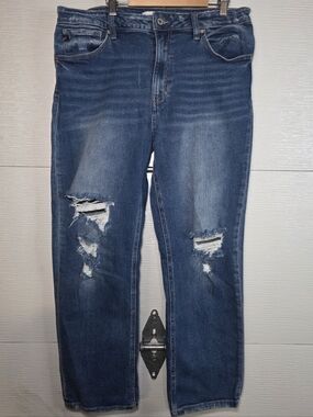 KanCan Men’s Ripped Medium Blue Straight Jeans